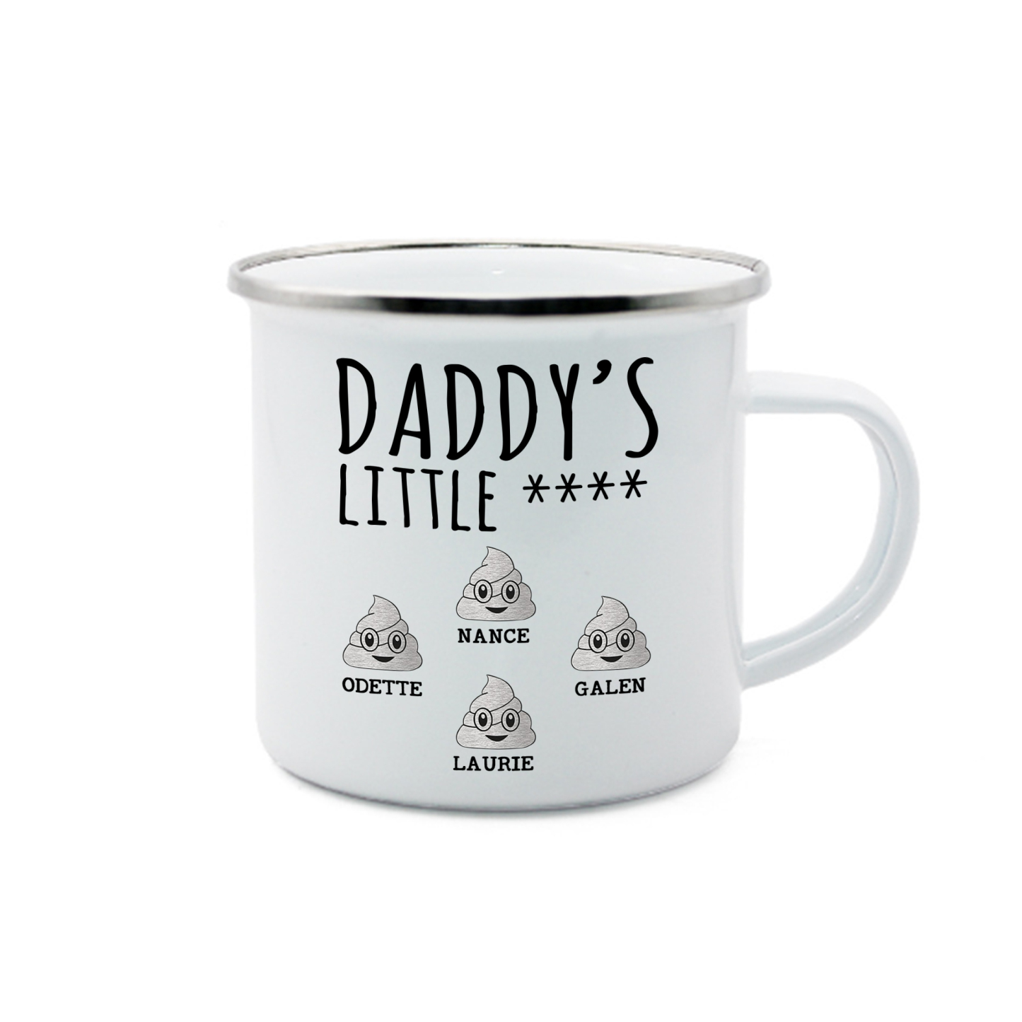 4 Names Personalized Funny Dad Enamel Mug – Custom Father's Day Gift | Lorajewel