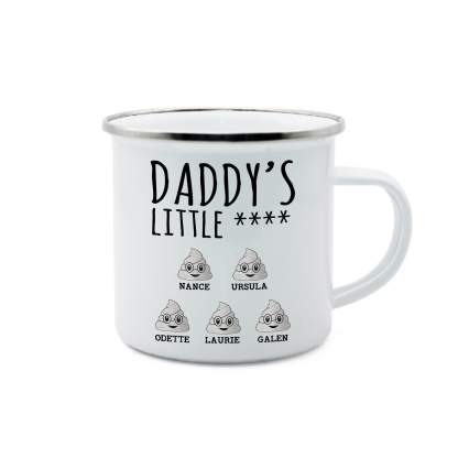 5 Names Personalized Funny Dad Enamel Mug – Custom Father's Day Gift | Lorajewel