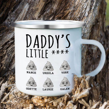 6 Names Personalized Funny Dad Enamel Mug – Custom Father's Day Gift | Lorajewel