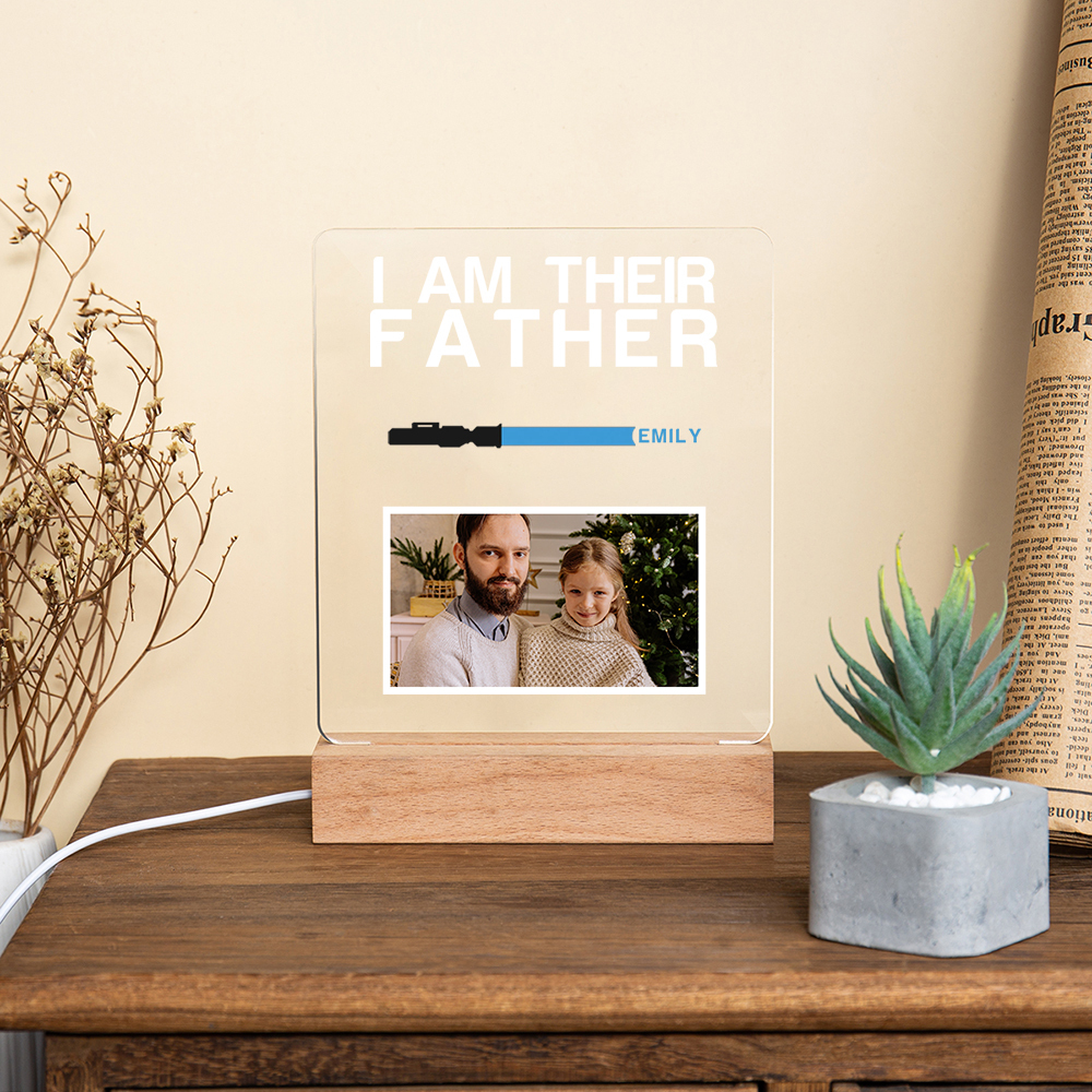 1 Name & 1 Photo Perosnalized Star Wars Photo LED Acrylic Lamp - Gift for Dad | Lorajewel