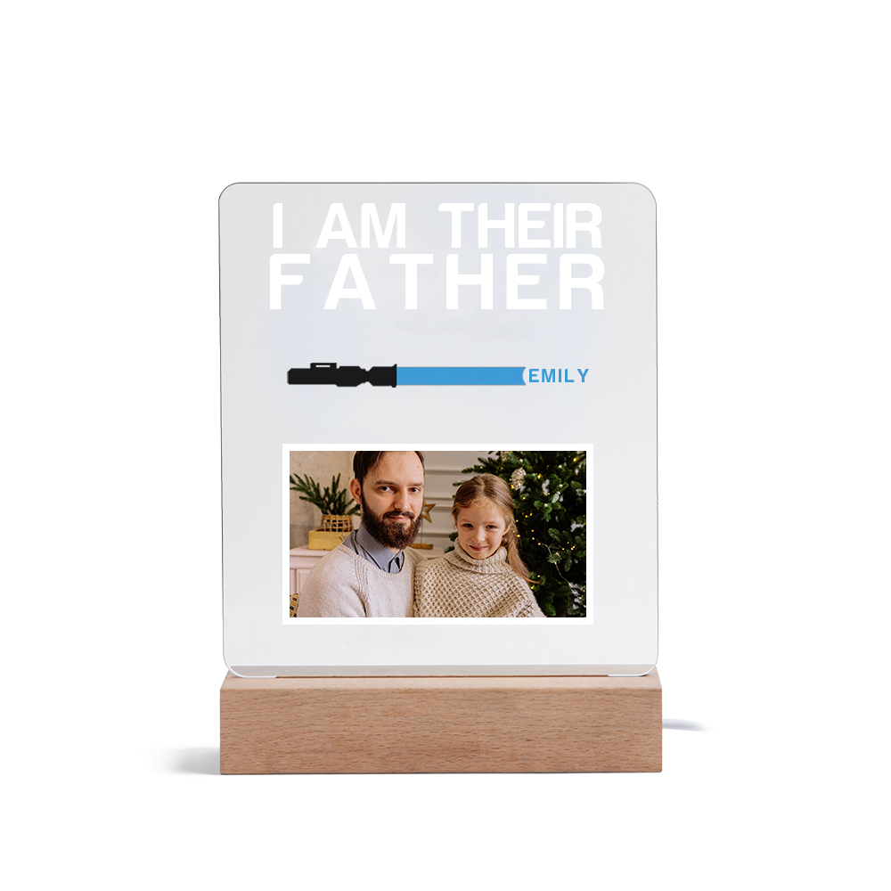 1 Name & 1 Photo Perosnalized Star Wars Photo LED Acrylic Lamp - Gift for Dad | Lorajewel