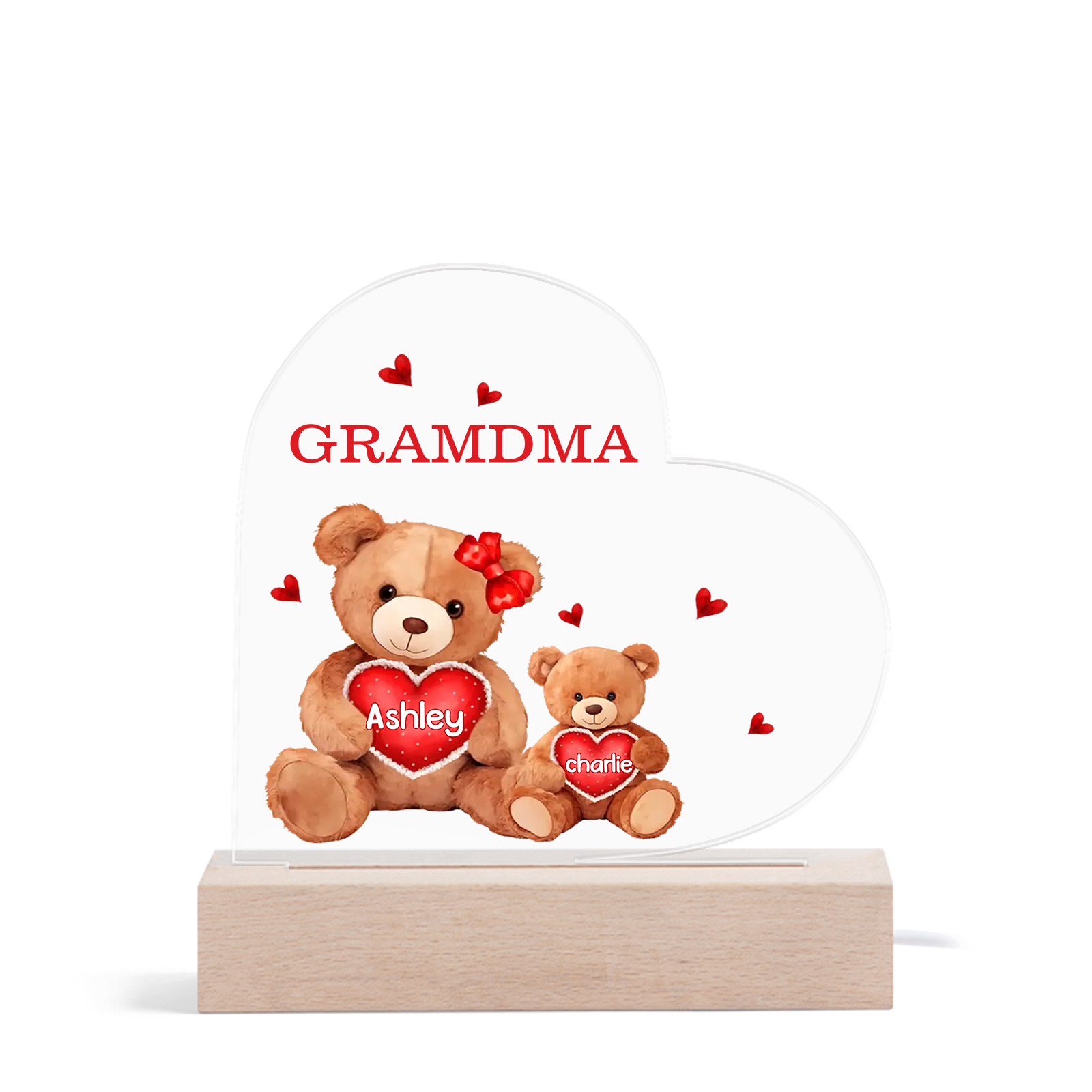Personalized Bear Family Acrylic Plaque Night Light with Custom 2 Names Night Lamp