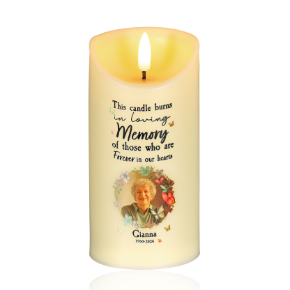 Personalized Memorial Electric Candle with Name, Photo & Date Heartfelt Christmas Tribute