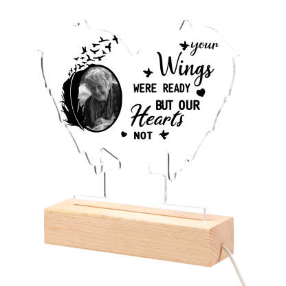 Personalized Memorial Heart Light with Custom Photo A Lasting Tribute in Wing Shape