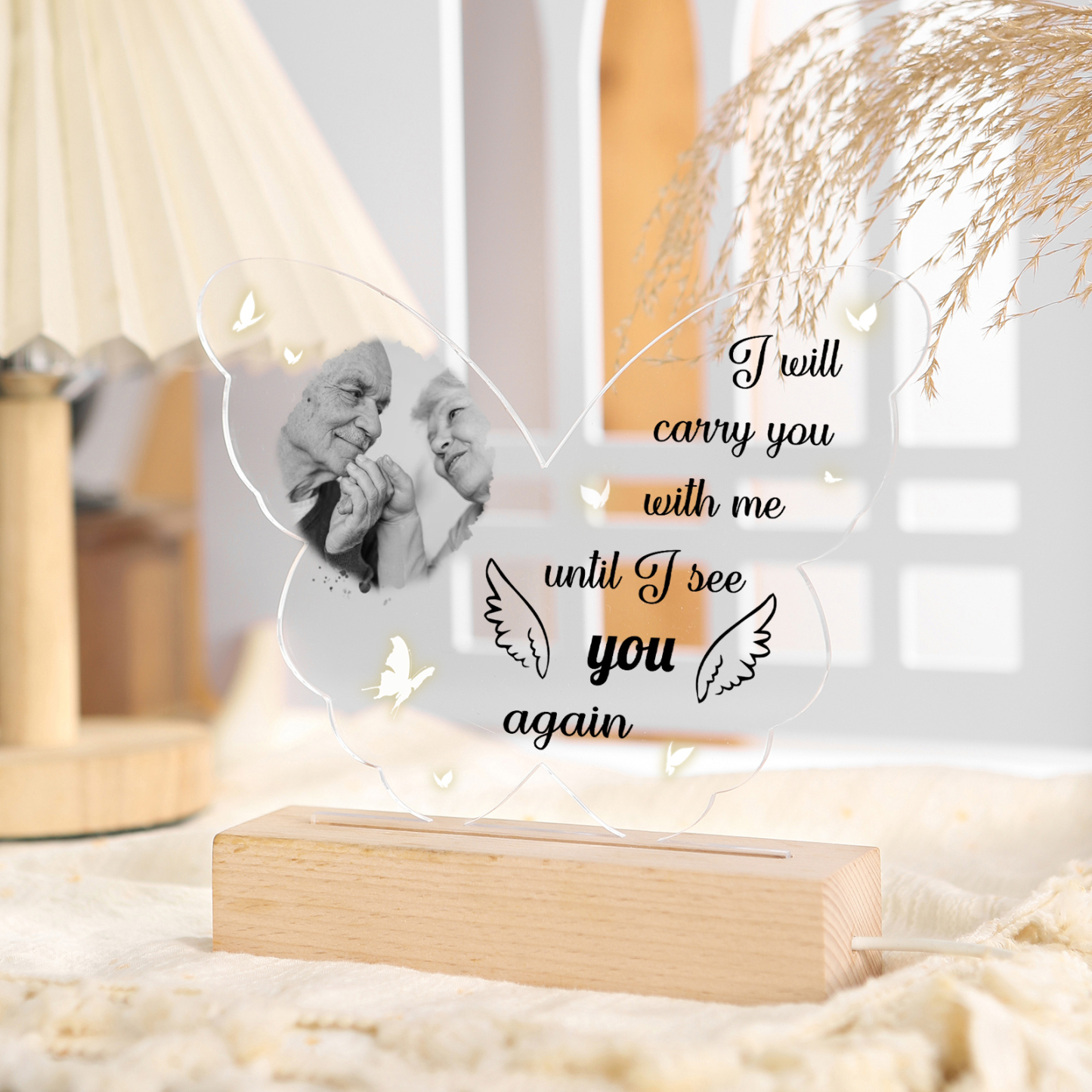 Personalized Memorial Butterfly Light with Custom Photo Heartfelt Tribute Lamp for Cherished Memories