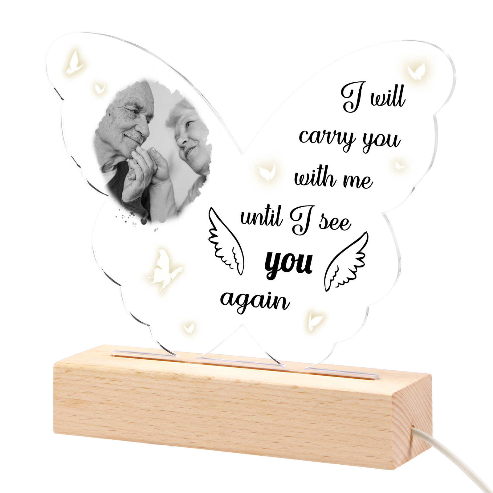 Personalized Memorial Butterfly Light with Custom Photo Heartfelt Tribute Lamp for Cherished Memories