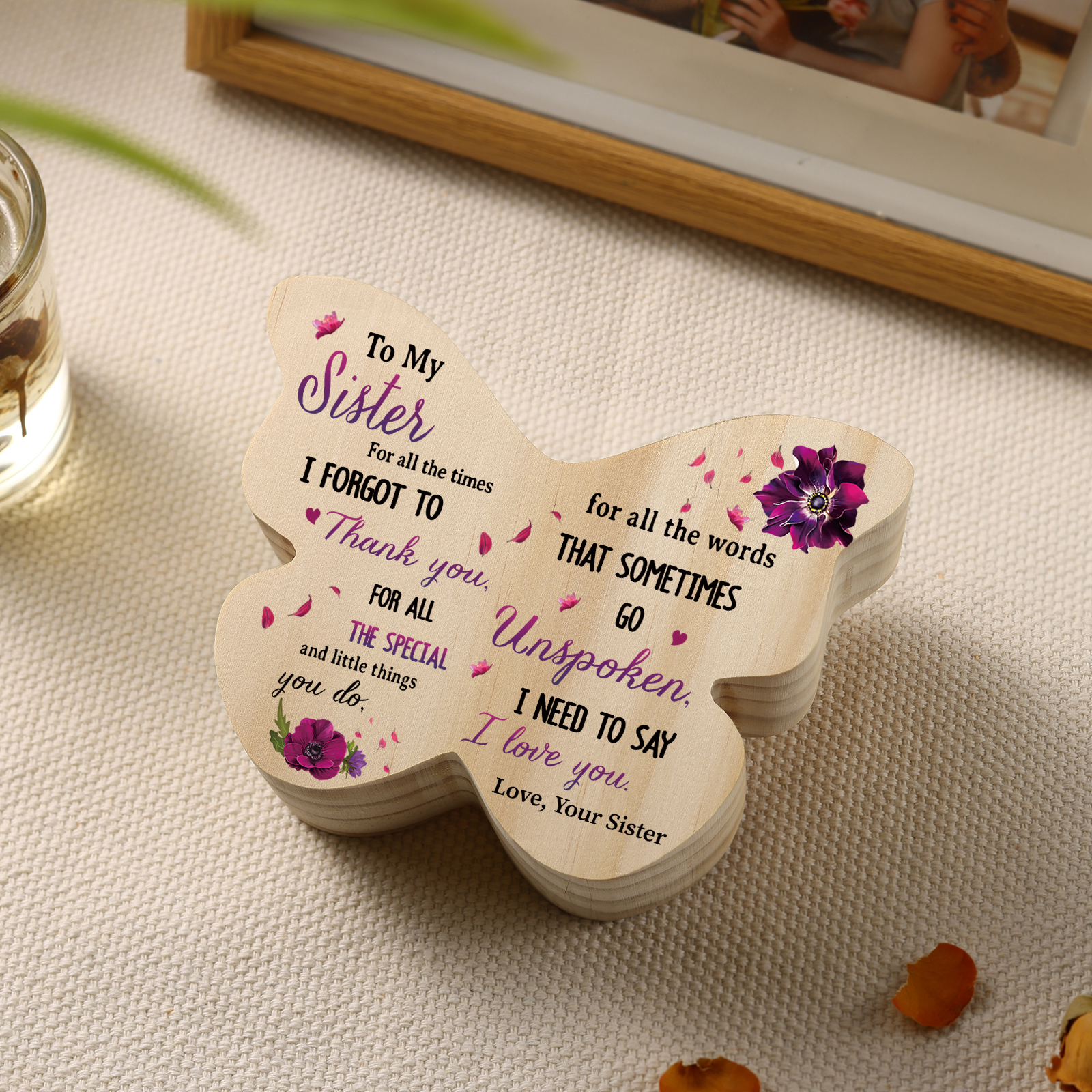 Butterfly-Shaped Memorial Candle Holder with Heartfelt Message Perfect for Commemorating Special Bonds