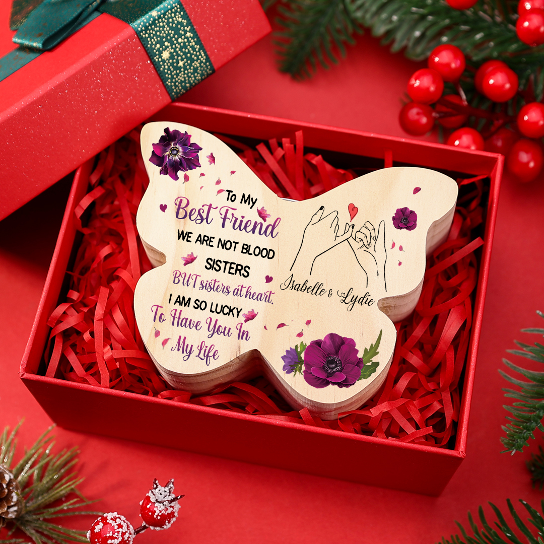 To My Best Friend Pinky Promise Personalized Butterfly Candle Holder with 2 Names Commemorative Friendship Keepsake