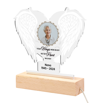 Personalized Memorial Angel Wings Acrylic Light with Custom Photo Name & Date A Unique Remembrance