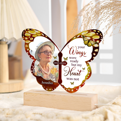 Personalized Butterfly Memorial Acrylic Light with Custom Photo Name & Date A Heartfelt Tribute