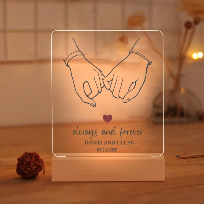 Personalized LED Acrylic Plaque Always and Forever Pinky Promise Gift for Couple