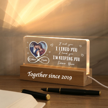 LED Personalized Photo Lights Bedside Lamp with 2 Names & Year Valentine’s Day Gift for Couples