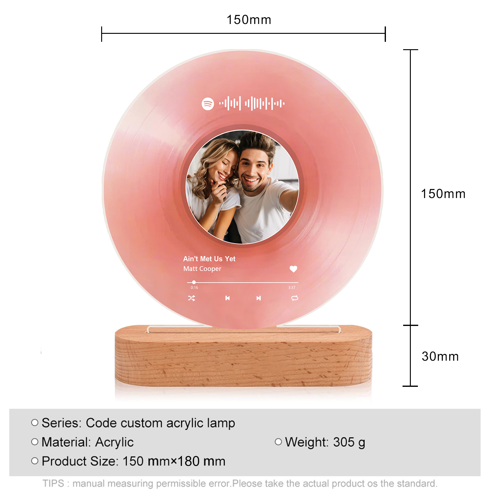 Personalized Photo and Song Light Acrylic Plaque Heartfelt Home Decoration Gift for Couple