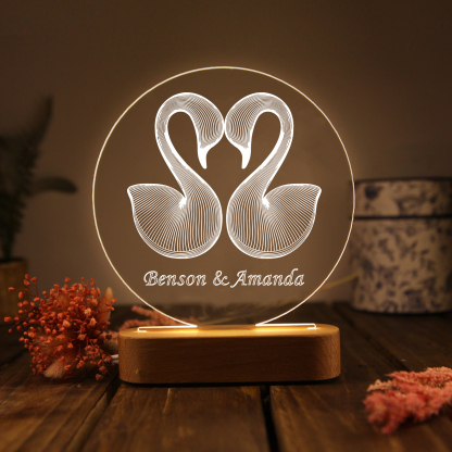 Personalized Swan Light Acrylic Plaque Elegant Home Decoration Gift for Couple