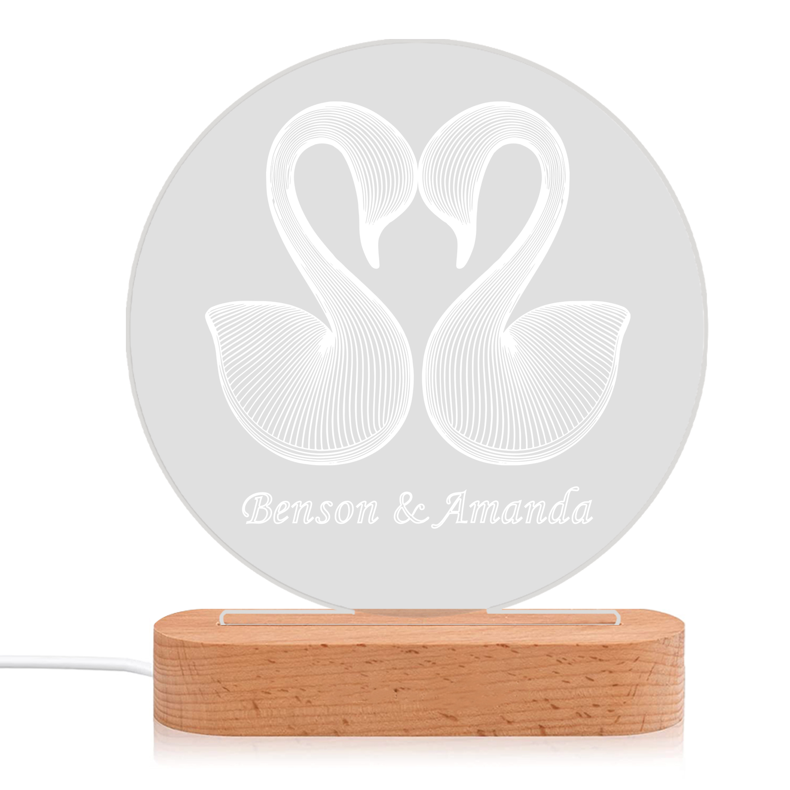 Personalized Swan Light Acrylic Plaque Elegant Home Decoration Gift for Couple