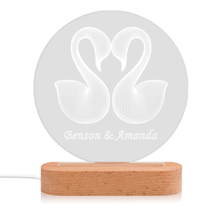 Personalized Swan Light Acrylic Plaque Elegant Home Decoration Gift for Couple