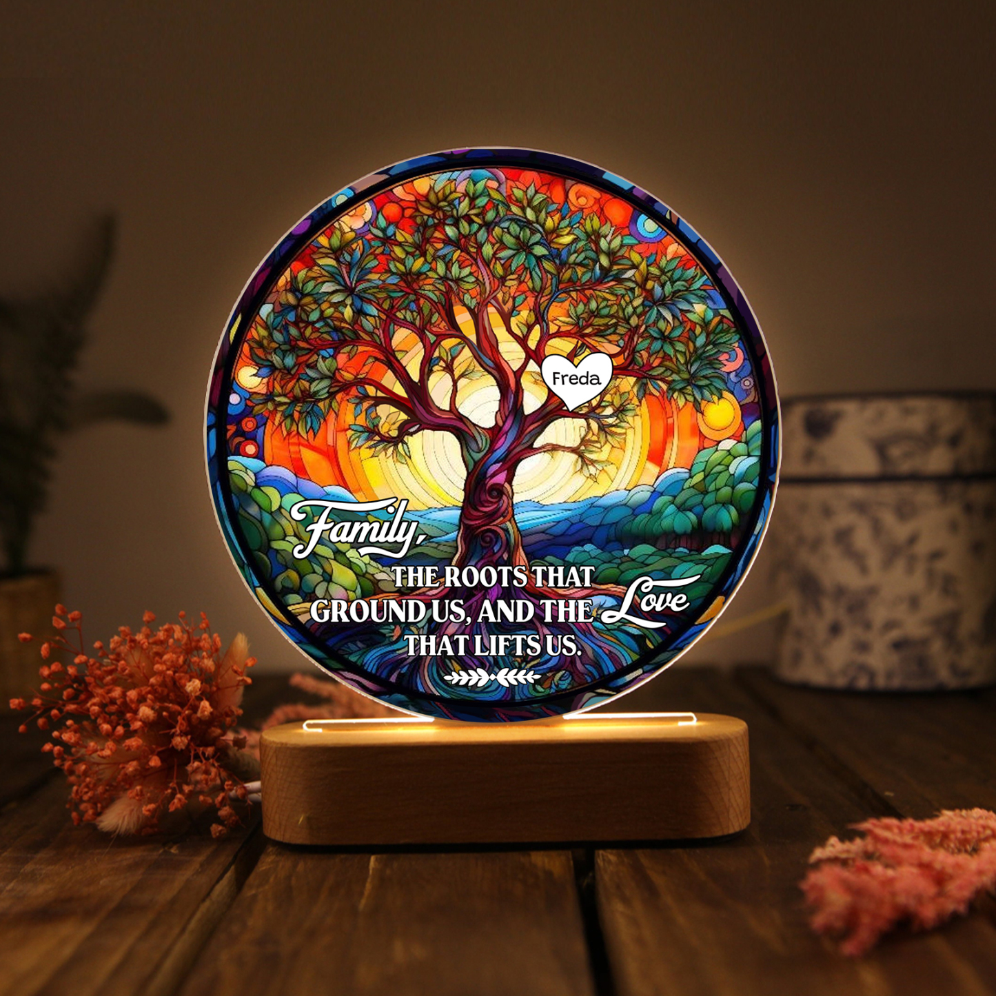 Personalized Tree of Life LED Night Light Family The Roots That Ground Us and the Love That Lifts Us Gift for Grandparents | Lorajewel