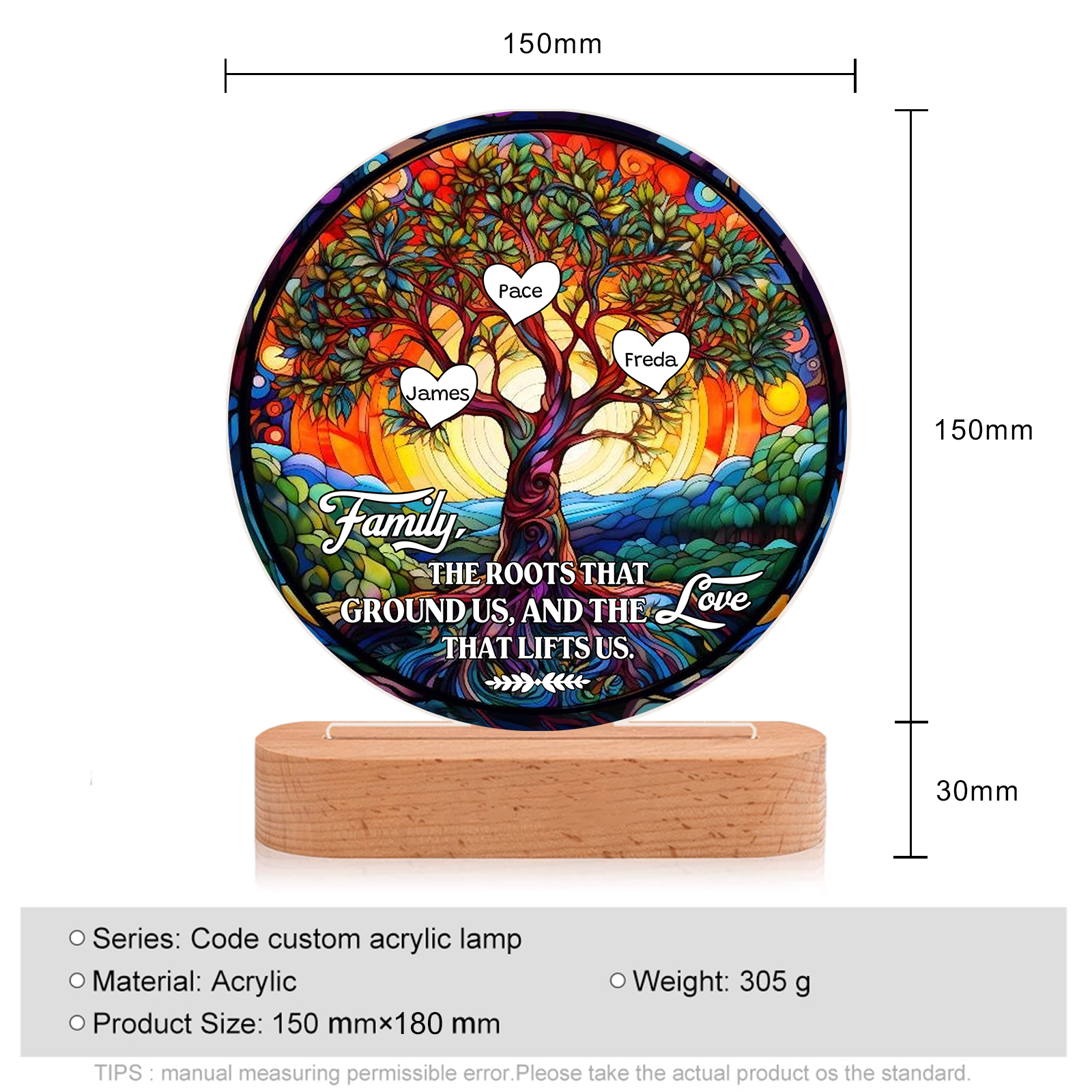 3 Names Personalized Tree of Life LED Night Light Family The Roots That Ground Us and the Love That Lifts Us Gift for Grandparents | Lorajewel