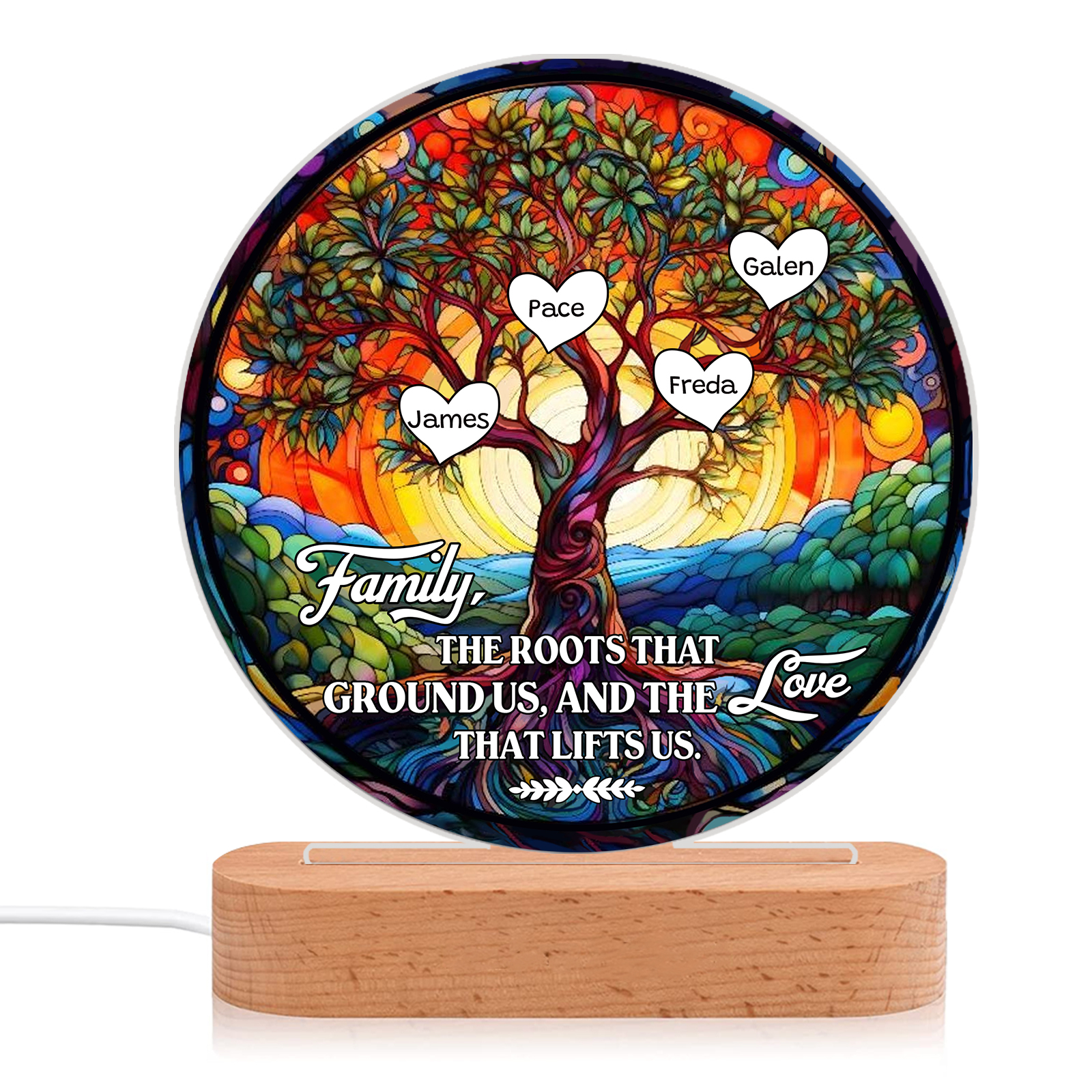 4 Names Personalized Tree of Life LED Night Light Family The Roots That Ground Us and the Love That Lifts Us Gift for Grandparents | Lorajewel