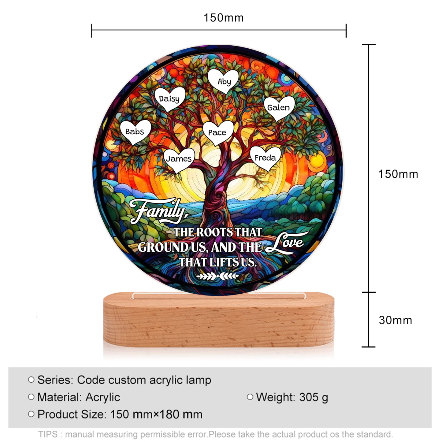 7 Names Personalized Tree of Life LED Night Light Family The Roots That Ground Us and the Love That Lifts Us Gift for Grandparents | Lorajewel