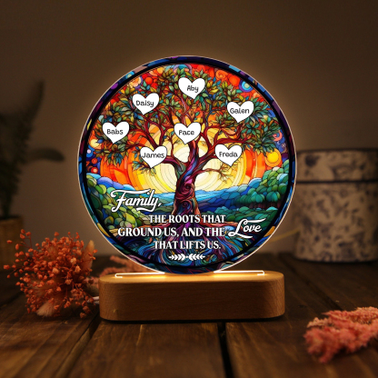 7 Names Personalized Tree of Life LED Night Light Family The Roots That Ground Us and the Love That Lifts Us Gift for Grandparents | Lorajewel