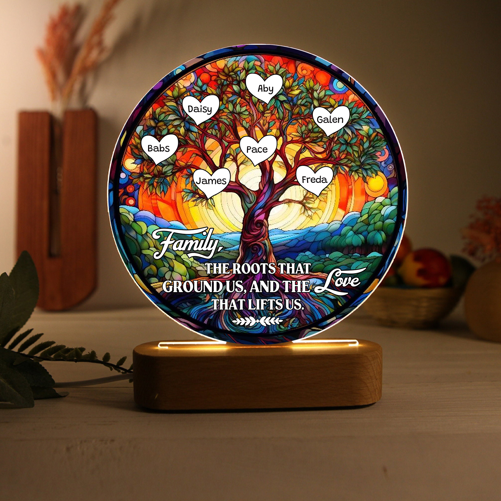 7 Names Personalized Tree of Life LED Night Light Family The Roots That Ground Us and the Love That Lifts Us Gift for Grandparents | Lorajewel