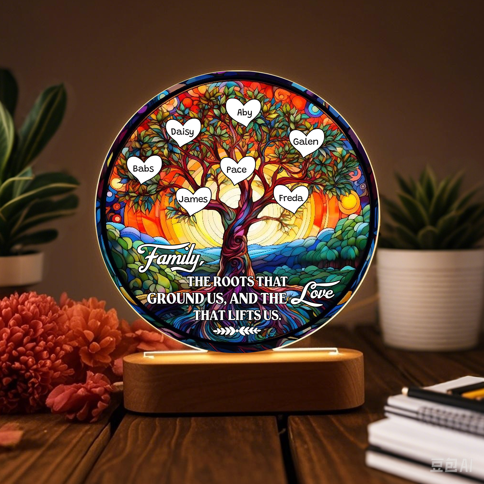 7 Names Personalized Tree of Life LED Night Light Family The Roots That Ground Us and the Love That Lifts Us Gift for Grandparents | Lorajewel