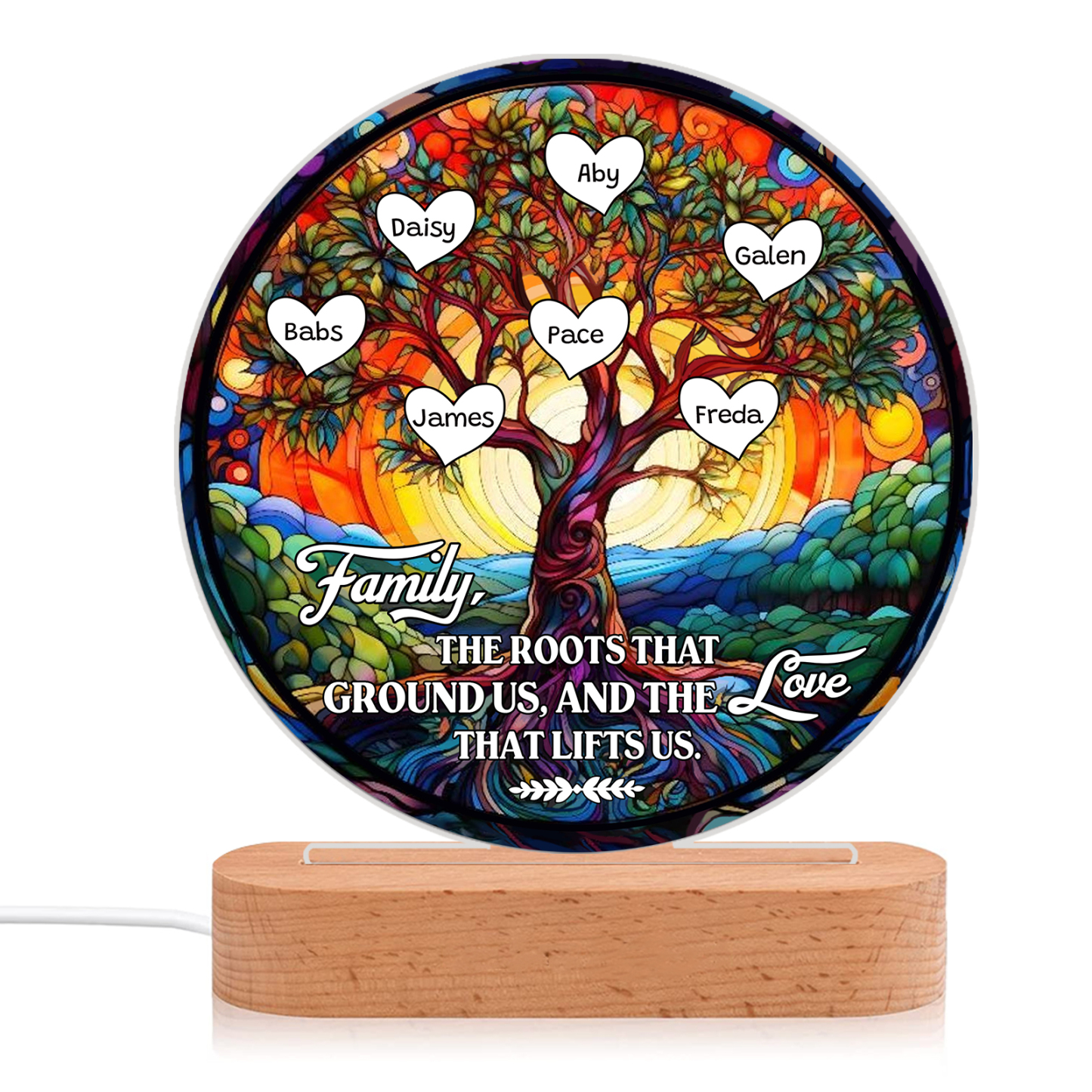 7 Names Personalized Tree of Life LED Night Light Family The Roots That Ground Us and the Love That Lifts Us Gift for Grandparents | Lorajewel