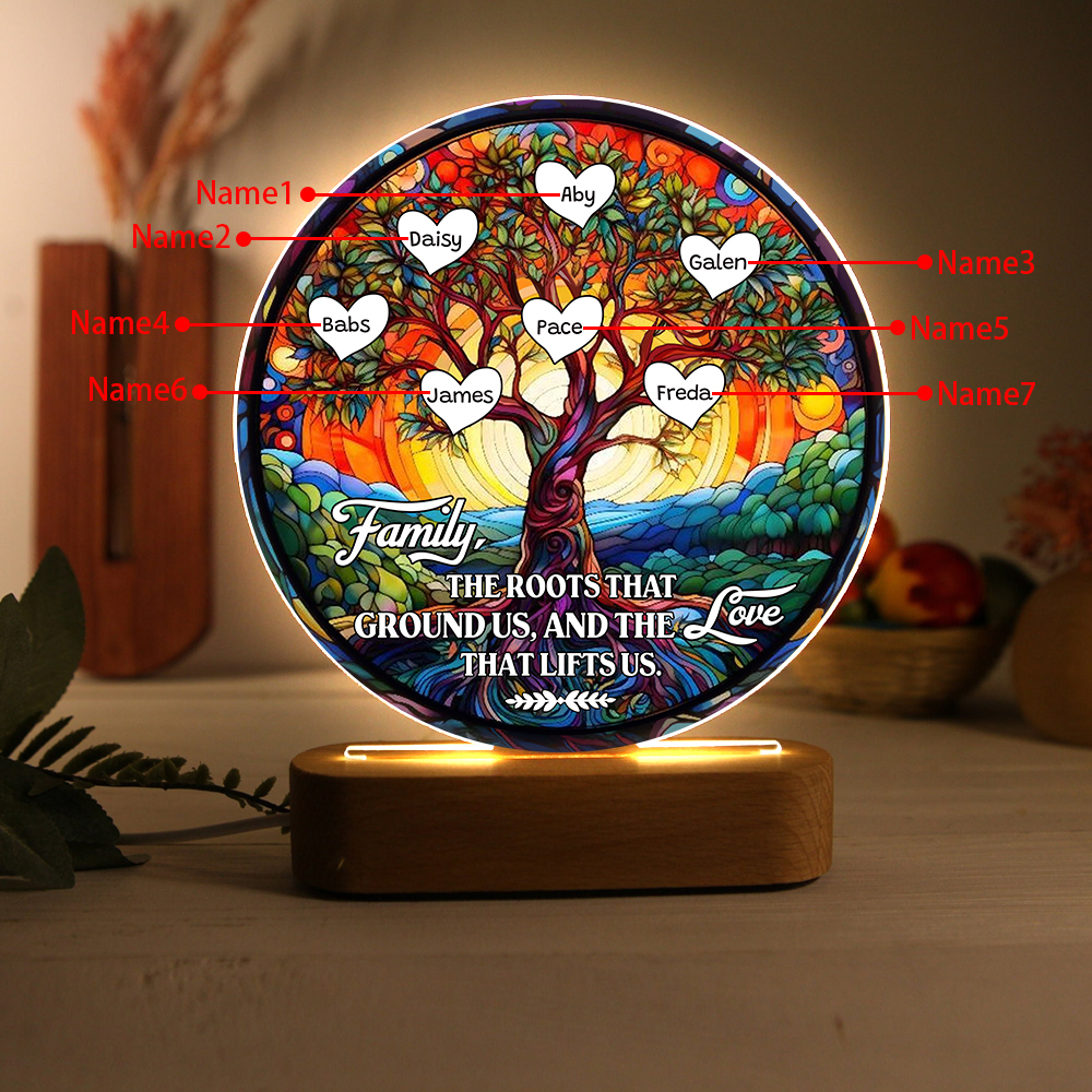 7 Names Personalized Tree of Life LED Night Light Family The Roots That Ground Us and the Love That Lifts Us Gift for Grandparents | Lorajewel