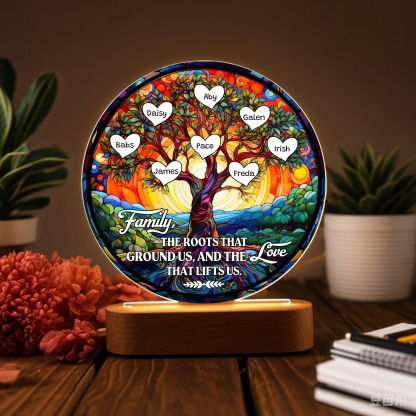 8 Names Personalized Tree of Life LED Night Light Family The Roots That Ground Us and the Love That Lifts Us Gift for Grandparents | Lorajewel