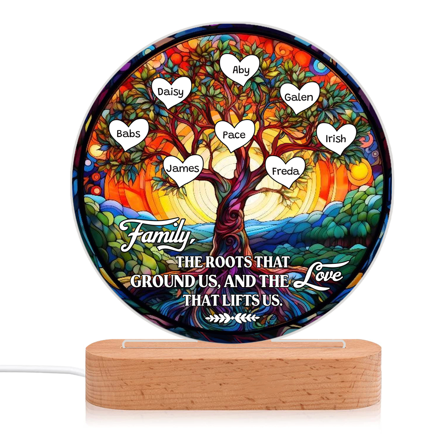 8 Names Personalized Tree of Life LED Night Light Family The Roots That Ground Us and the Love That Lifts Us Gift for Grandparents | Lorajewel