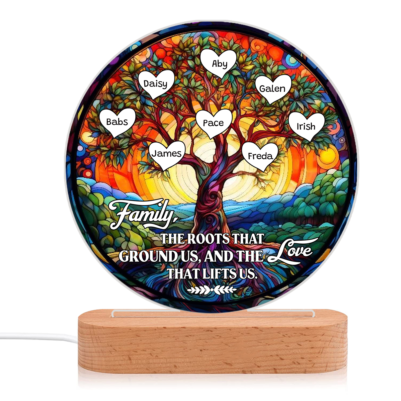 8 Names Personalized Tree of Life LED Night Light Family The Roots That Ground Us and the Love That Lifts Us Gift for Grandparents | Lorajewel