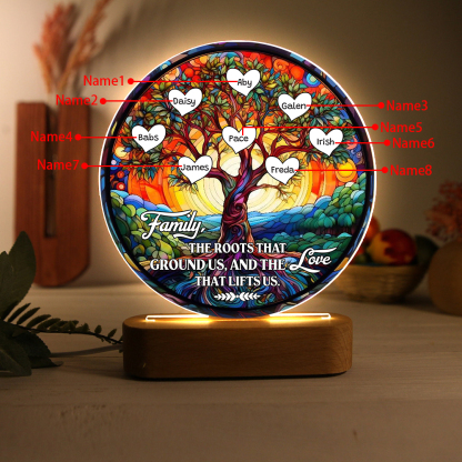 8 Names Personalized Tree of Life LED Night Light Family The Roots That Ground Us and the Love That Lifts Us Gift for Grandparents | Lorajewel
