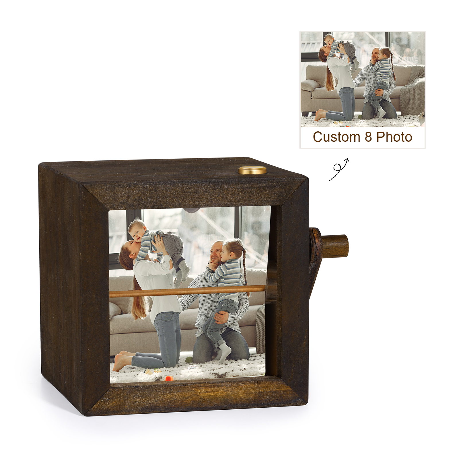 Personalised Wooden Tri-Colour LED Light �C Custom 8 Photos, Black Walnut For Him/Her | Jessemade