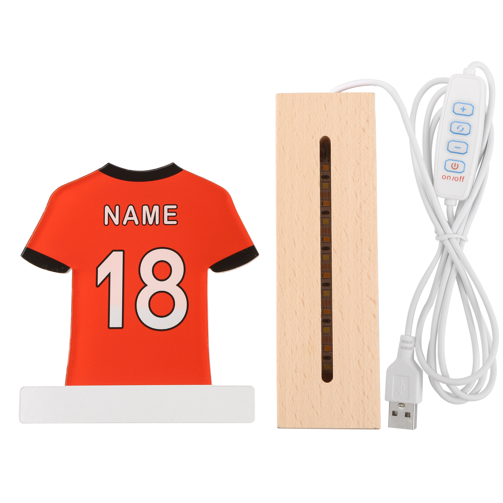 Personalized Football Shirt Night Light – Custom Name and Number – LED Lamp for Bedroom Decor and Gifts | Lorajewel