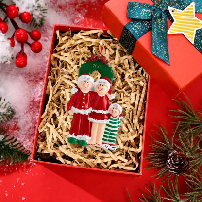 Personalized Family Pajamas Christmas Ornament Custom 3 Names Hanging Ornament Gifts For Family