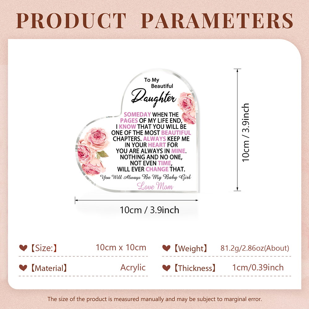 To My Daughter Christmas Gift Set Personalized Women Leather Wallet Custom 1 Birth Flower & 1 Name Heart Acylic Plaque Gift for Her