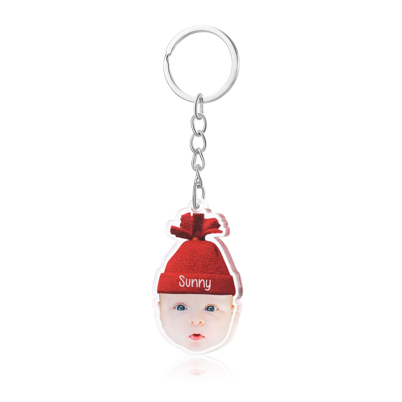 Acrylic Christmas Keyring Custom Photo & Name Hanging Ornaments Personalised Keychain for Family Friends | Jessemade