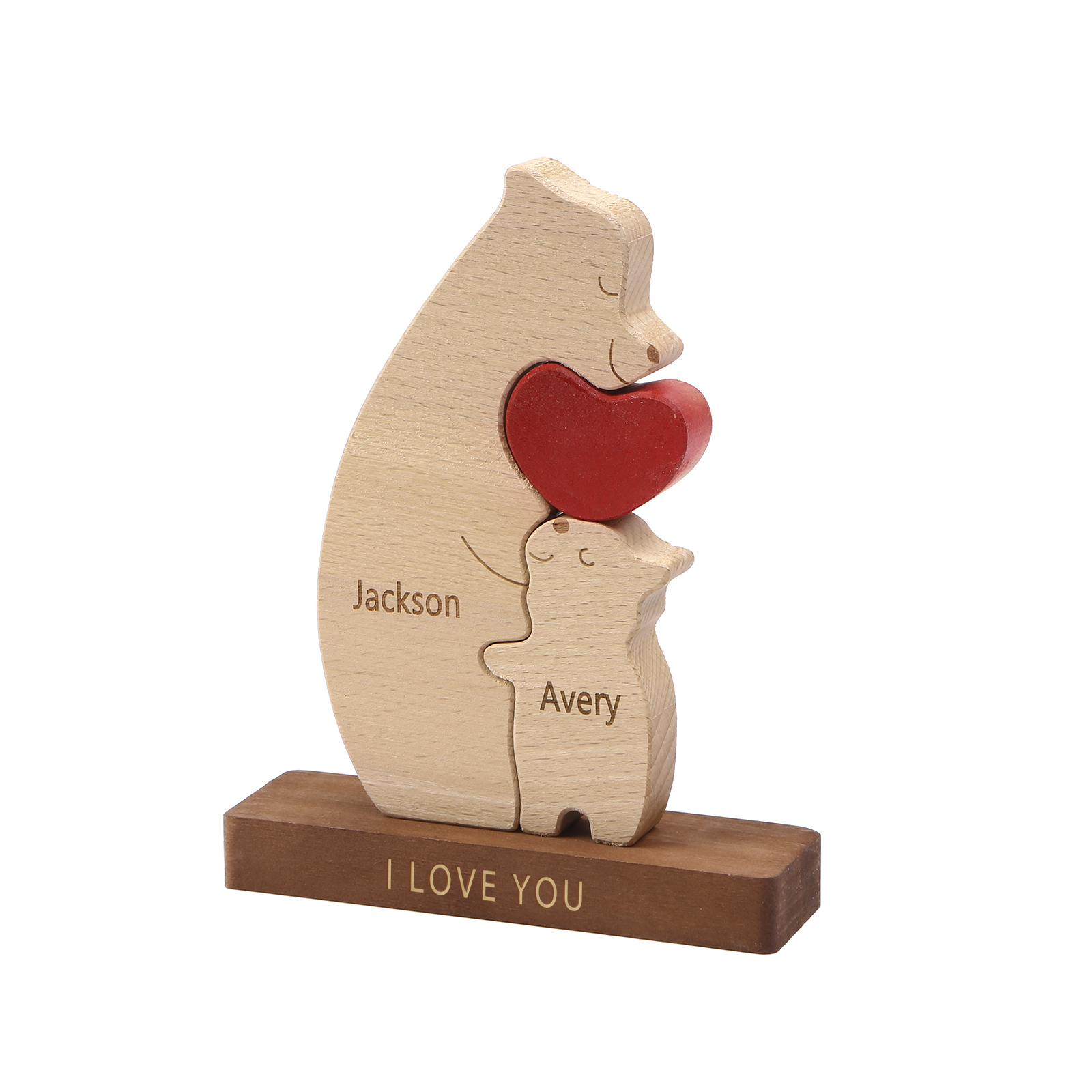 Personalized Bear Family Ornament Custom 2 Names & 1 Text Puzzles Home Decor Gifts for Family