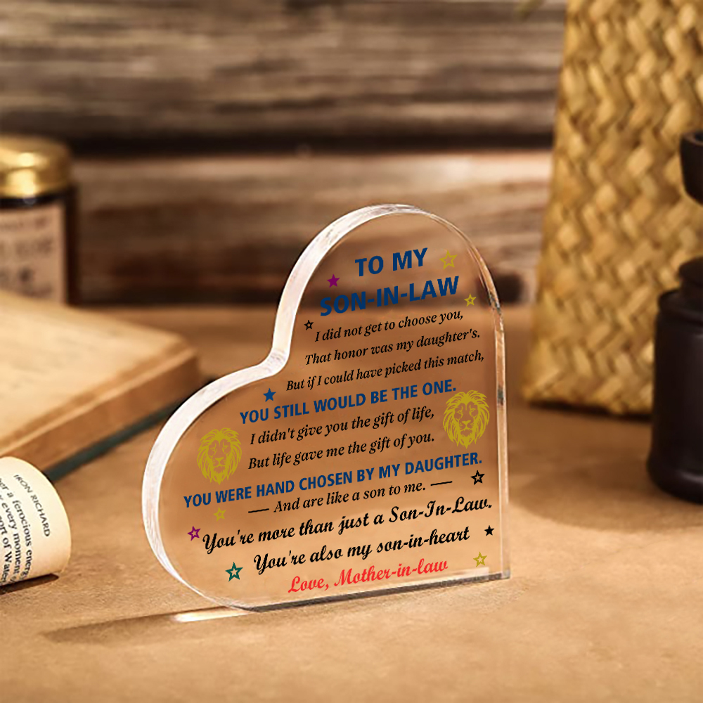 To My Son-In-Law Acrylic Heart Keepsake Leaves Ornaments - You Will Always Be My Baby Girl