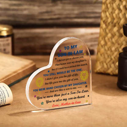 To My Son-In-Law Acrylic Heart Keepsake Leaves Ornaments - You Will Always Be My Baby Girl