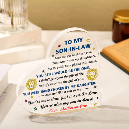 To My Son-In-Law Acrylic Heart Keepsake Leaves Ornaments - You Will Always Be My Baby Girl