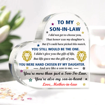 To My Son-In-Law Acrylic Heart Keepsake Leaves Ornaments - You Will Always Be My Baby Girl