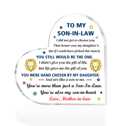 To My Son-In-Law Acrylic Heart Keepsake Leaves Ornaments - You Will Always Be My Baby Girl