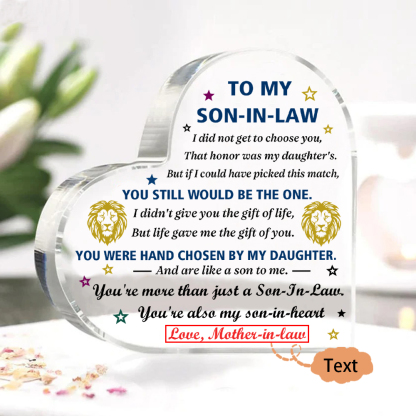 To My Son-In-Law Acrylic Heart Keepsake Leaves Ornaments - You Will Always Be My Baby Girl