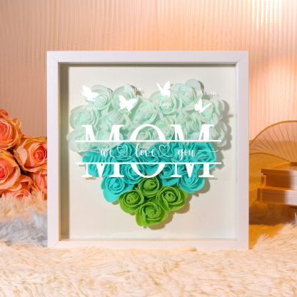 [Copy]Personalized Flower Shadow Box Custom 2-7 Names & 1 Text Heart Rose Frame Decor Gift for Grandma