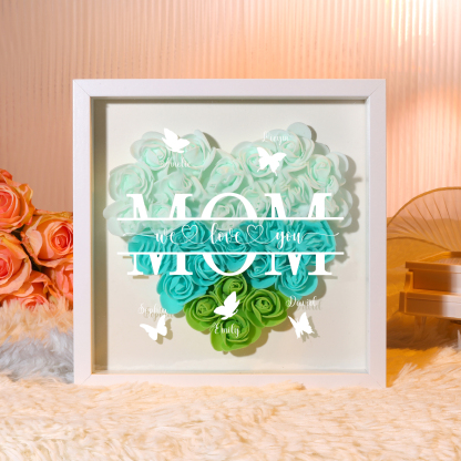 [Copy]Personalized Flower Shadow Box Custom 2-7 Names & 1 Text Heart Rose Frame Decor Gift for Grandma