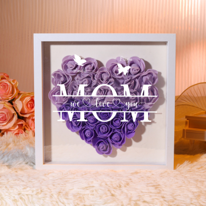 [Copy]Personalized Flower Shadow Box Custom 2-7 Names & 1 Text Heart Rose Frame Decor Gift for Grandma