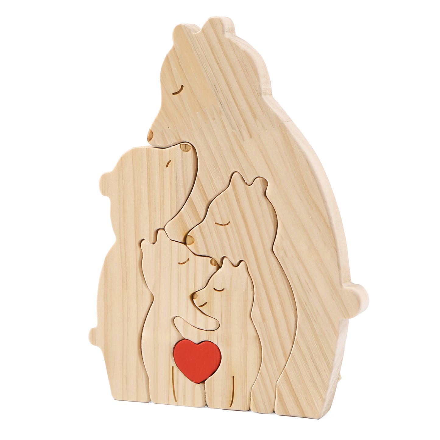 Personalized Name Wooden Bear Family Puzzles Ornament with Heart Custom 5 Names Home Decor Gifts