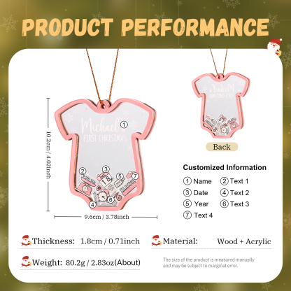 Personalized Baby's First Christmas Ornament 4 texts Name Date and Year Keepsake